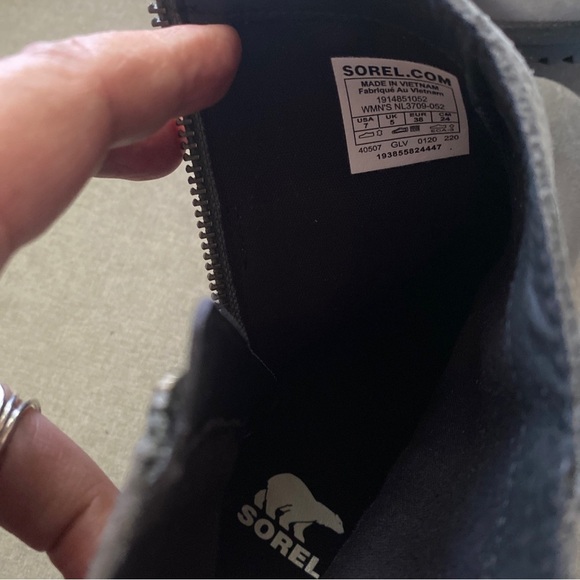 Sorel cate buckle quarry gray waterproof zipper heels boots NWT 7M - Picture 9 of 11